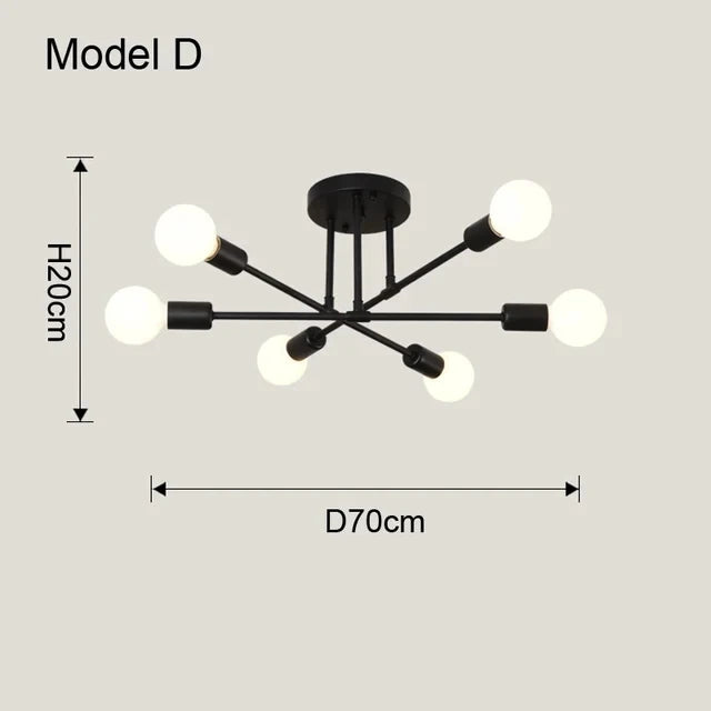 Black & Gold Minimalist Pendant Light – Nordic LED Ceiling Chandelier for Bedroom & Living Room