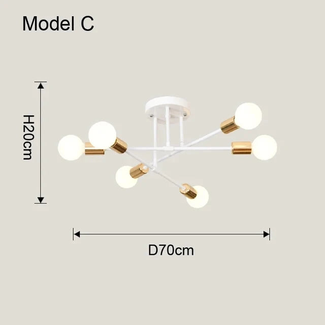 Black & Gold Minimalist Pendant Light – Nordic LED Ceiling Chandelier for Bedroom & Living Room
