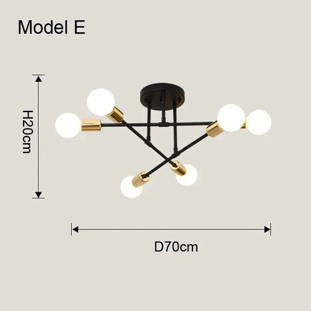 Black & Gold Minimalist Pendant Light – Nordic LED Ceiling Chandelier for Bedroom & Living Room