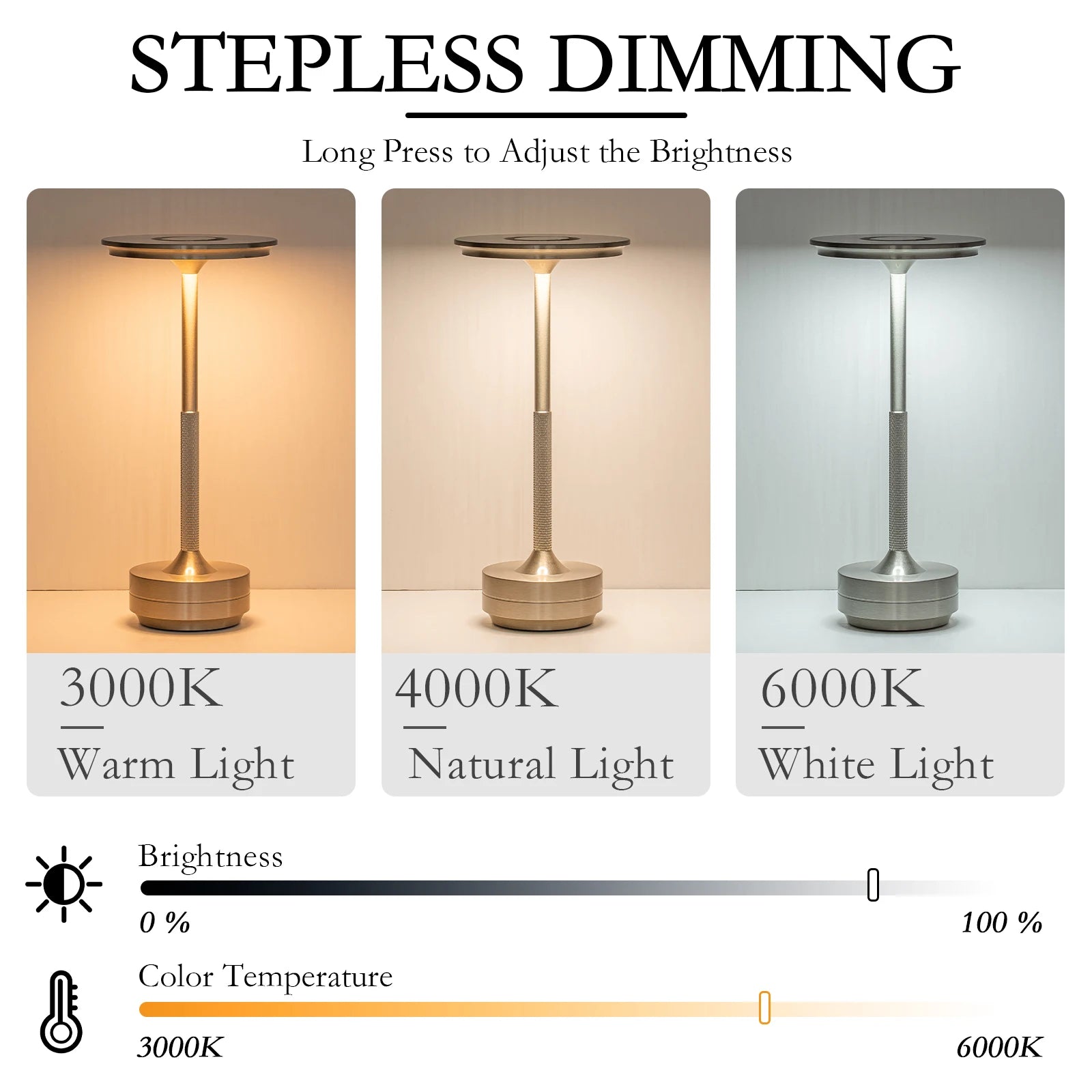 Rechargeable Wireless Table Lamp Set of 2 – Touch Sensor LED Night Light for Bedroom & Bar