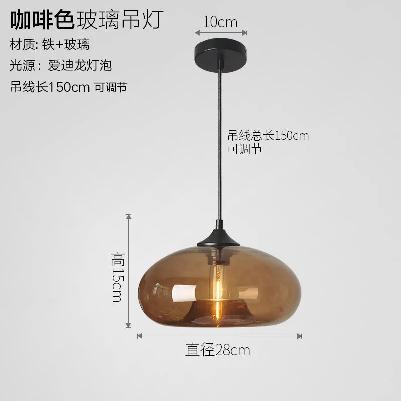 Colored Glass Pendant Light – Modern Hanging Chandelier for Dining Room, Bar & Café