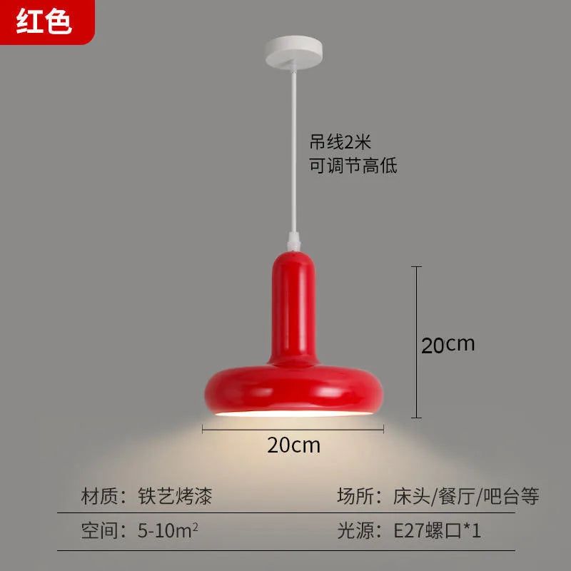 Cream Mushroom Pendant Light – Nordic Bedside Hanging Lamp for Bedroom, Bar & Hotel