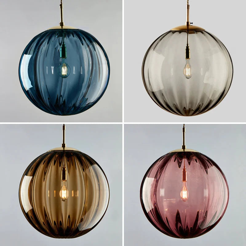 Nordic Glass Globe LED Pendant Light – Modern Hanging Lamp for Kitchen, Dining & Bedroom