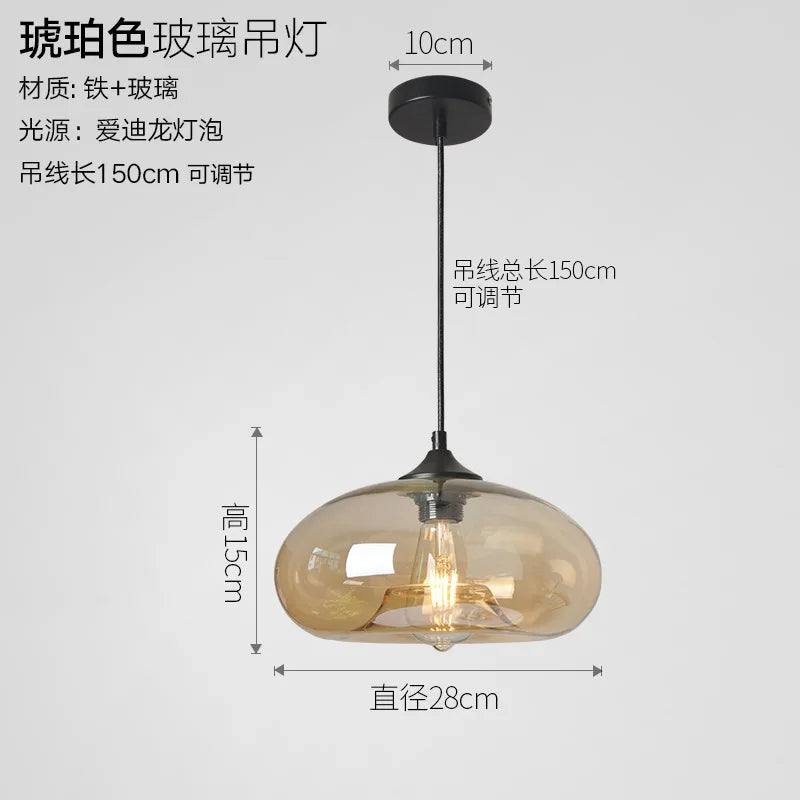 Colored Glass Pendant Light – Modern Hanging Chandelier for Dining Room, Bar & Café