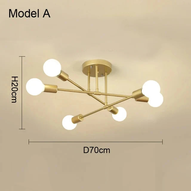 Black & Gold Minimalist Pendant Light – Nordic LED Ceiling Chandelier for Bedroom & Living Room