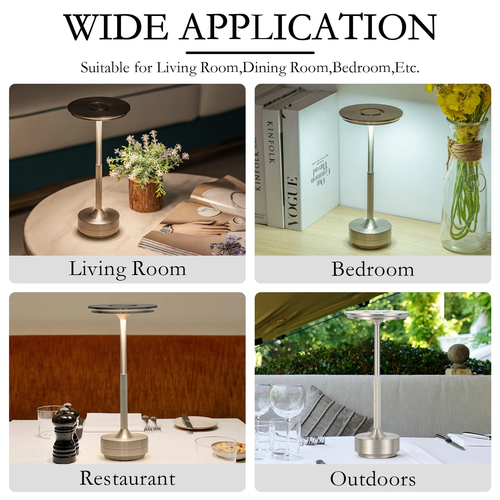 Rechargeable Wireless Table Lamp Set of 2 – Touch Sensor LED Night Light for Bedroom & Bar