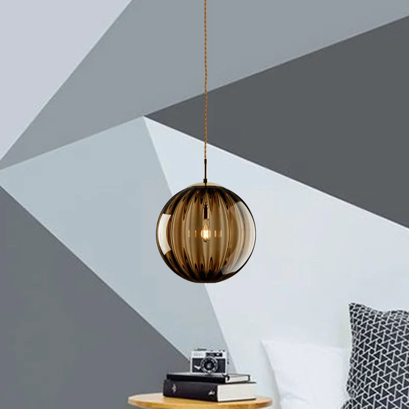 Nordic Glass Globe LED Pendant Light – Modern Hanging Lamp for Kitchen, Dining & Bedroom