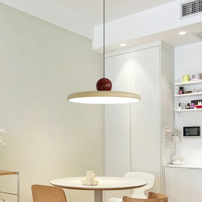 Cream Flying Saucer Pendant Light – Nordic Bedside Lamp for Living Room & Bedroom (20/30cm)