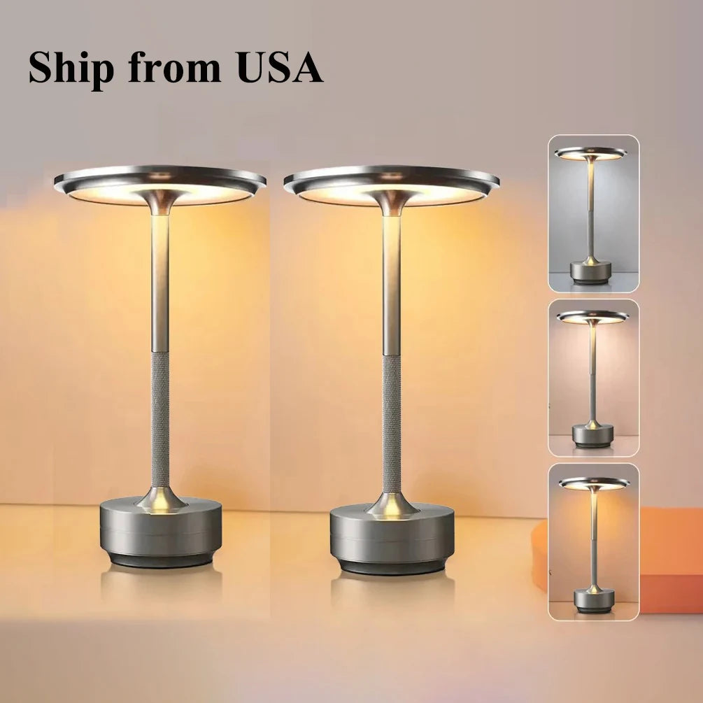 Rechargeable Wireless Table Lamp Set of 2 – Touch Sensor LED Night Light for Bedroom & Bar