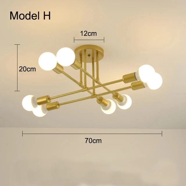 Black & Gold Minimalist Pendant Light – Nordic LED Ceiling Chandelier for Bedroom & Living Room