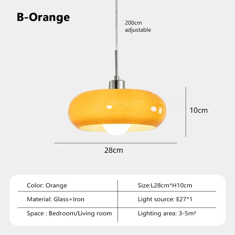 Orange & White Glass Pendant Light – Modern Hanging Lamp for Living Room, Kitchen & Bedroom