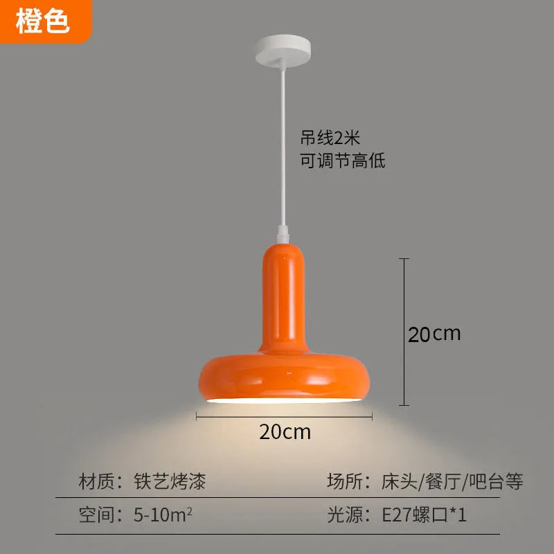 Cream Mushroom Pendant Light – Nordic Bedside Hanging Lamp for Bedroom, Bar & Hotel
