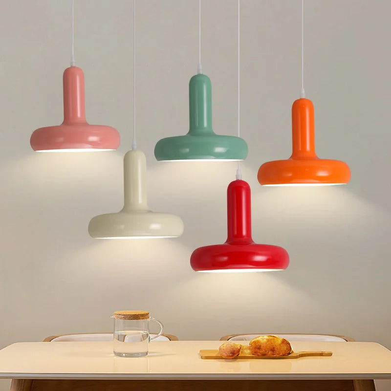 Cream Mushroom Pendant Light – Nordic Bedside Hanging Lamp for Bedroom, Bar & Hotel