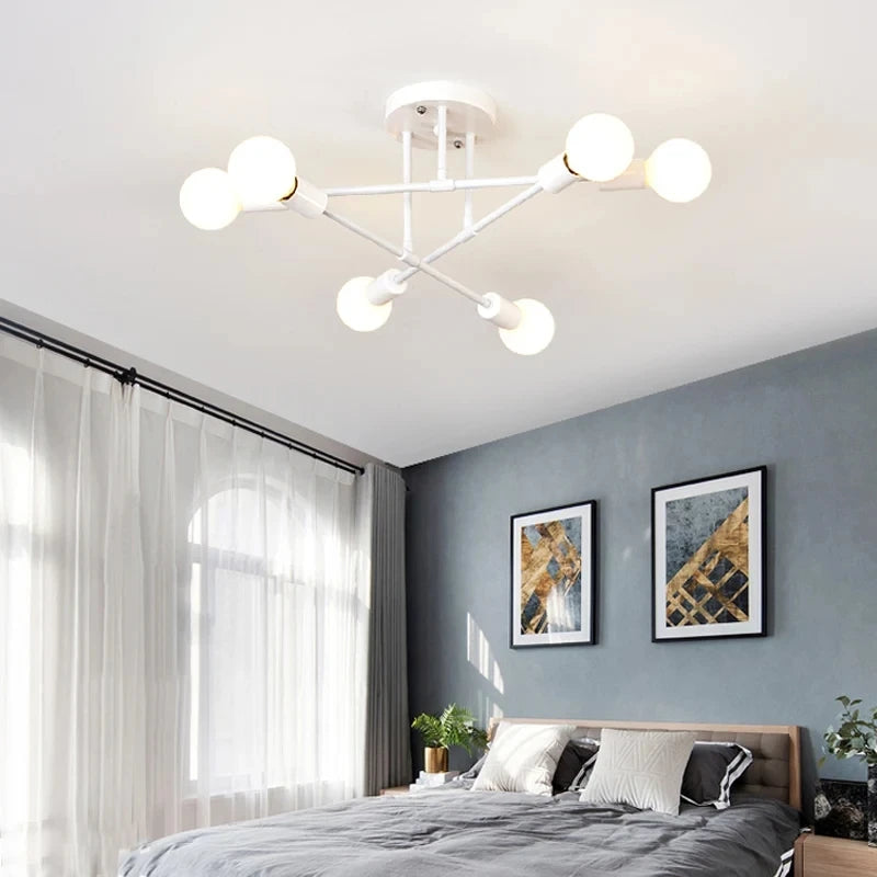 Black & Gold Minimalist Pendant Light – Nordic LED Ceiling Chandelier for Bedroom & Living Room