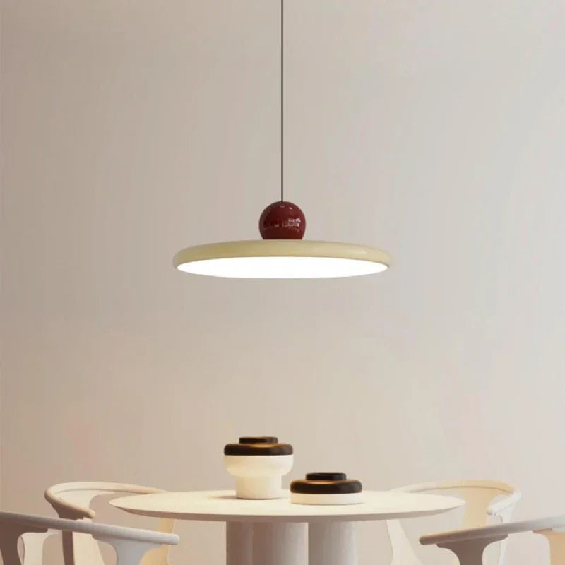 Cream Flying Saucer Pendant Light – Nordic Bedside Lamp for Living Room & Bedroom (20/30cm)