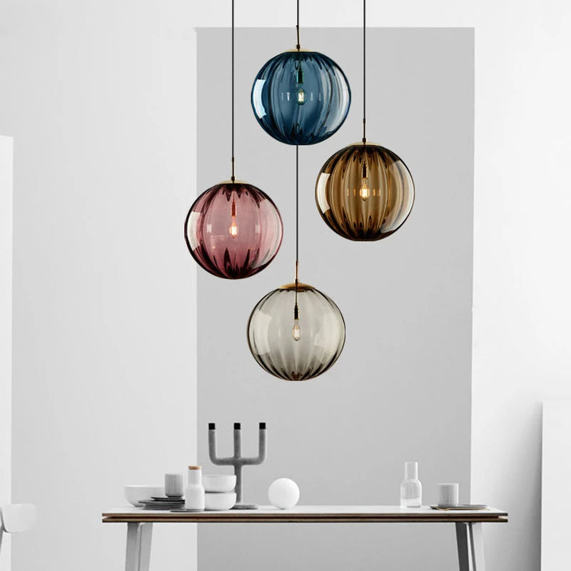 Nordic Glass Globe LED Pendant Light – Modern Hanging Lamp for Kitchen, Dining & Bedroom
