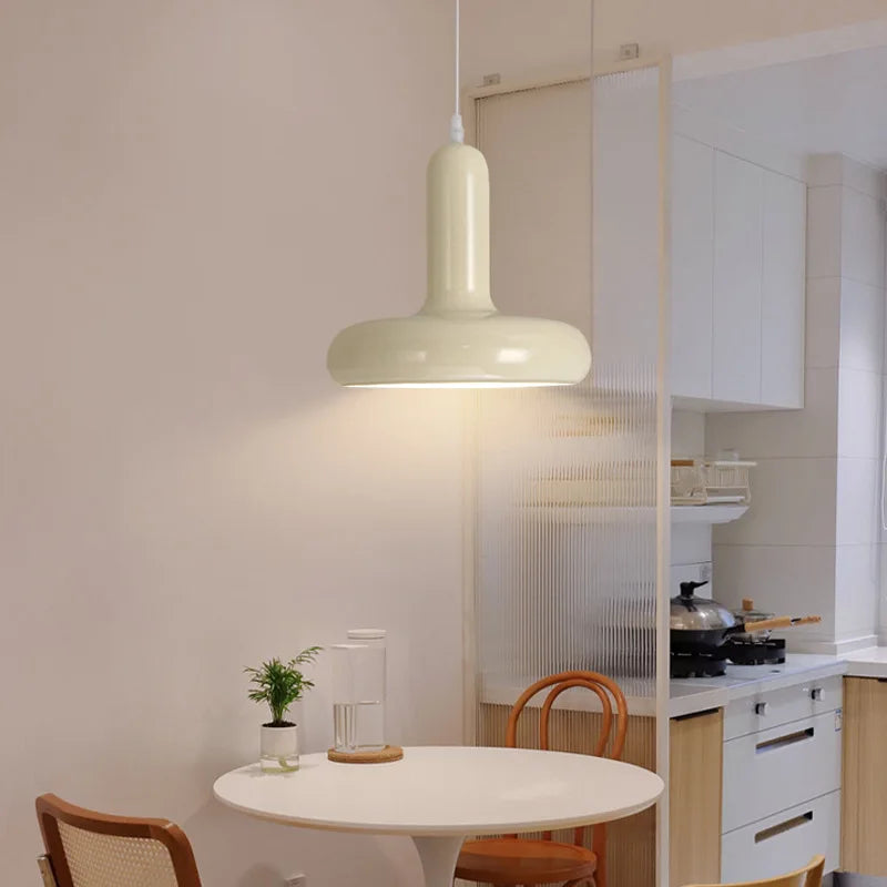 Cream Mushroom Pendant Light – Nordic Bedside Hanging Lamp for Bedroom, Bar & Hotel