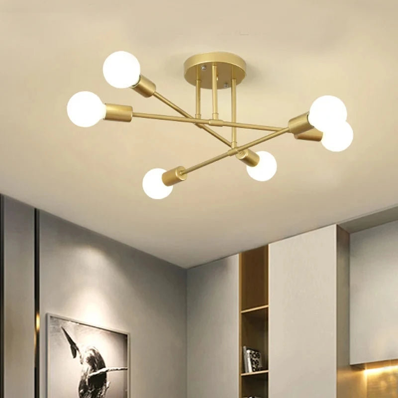 Black & Gold Minimalist Pendant Light – Nordic LED Ceiling Chandelier for Bedroom & Living Room