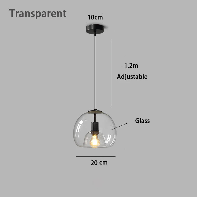 Amber & Smoke Gray Glass Chandelier – Retro Ambient Pendant Light for Dining Room & Bedroom