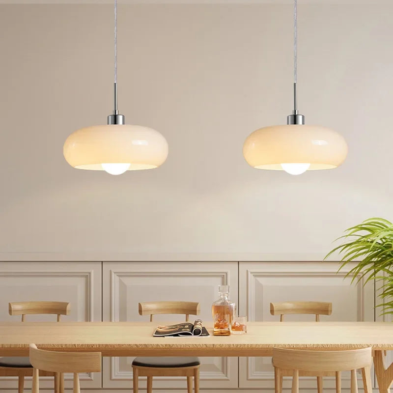 Orange & White Glass Pendant Light – Modern Hanging Lamp for Living Room, Kitchen & Bedroom