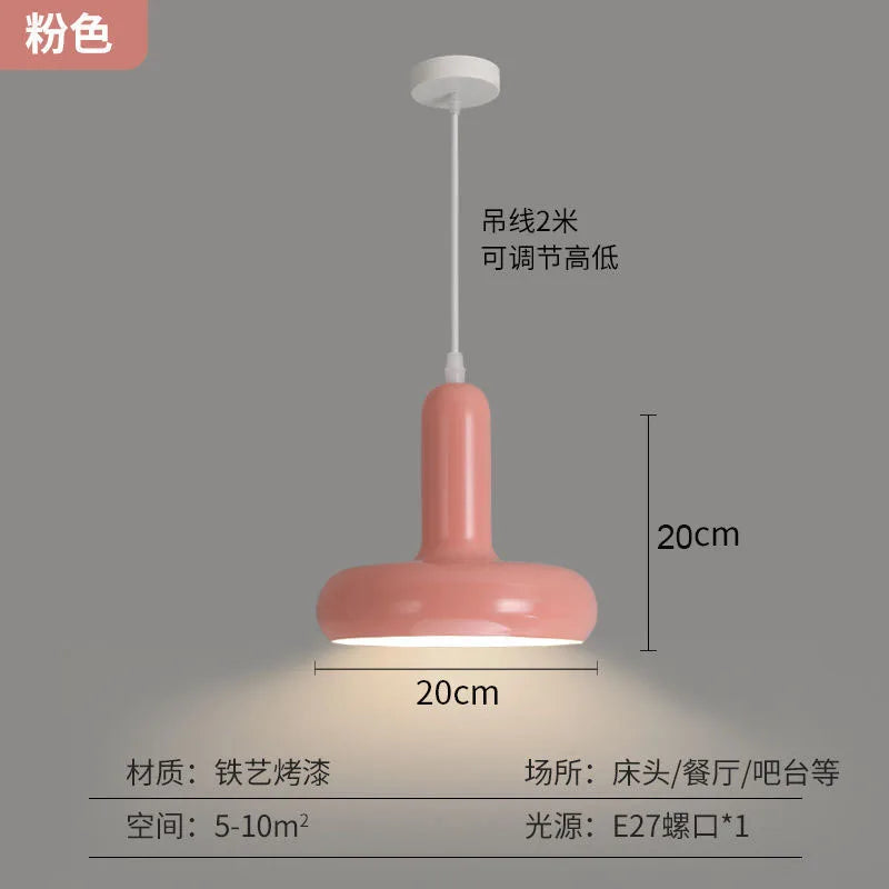 Cream Mushroom Pendant Light – Nordic Bedside Hanging Lamp for Bedroom, Bar & Hotel