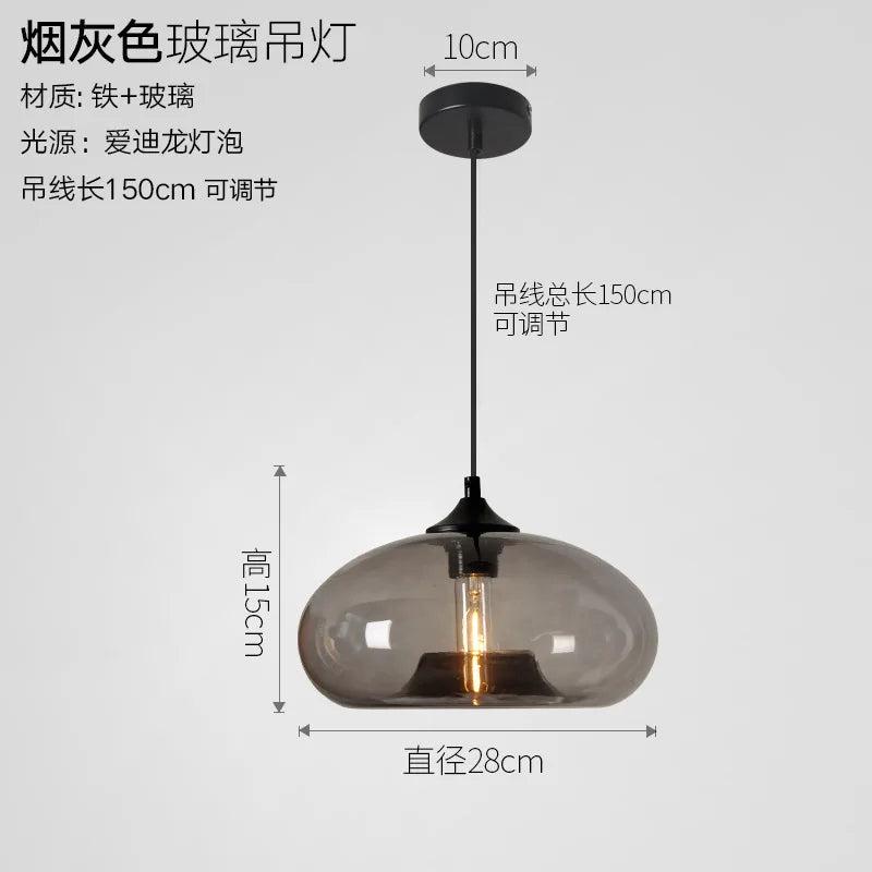 Colored Glass Pendant Light – Modern Hanging Chandelier for Dining Room, Bar & Café