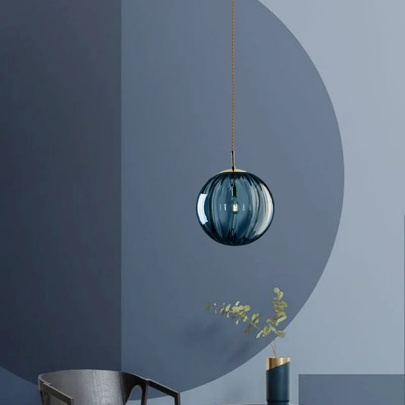 Nordic Glass Globe LED Pendant Light – Modern Hanging Lamp for Kitchen, Dining & Bedroom