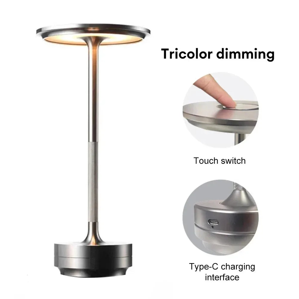 Rechargeable Wireless Table Lamp Set of 2 – Touch Sensor LED Night Light for Bedroom & Bar