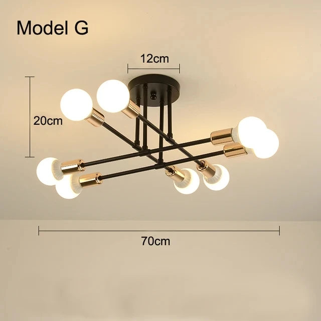 Black & Gold Minimalist Pendant Light – Nordic LED Ceiling Chandelier for Bedroom & Living Room