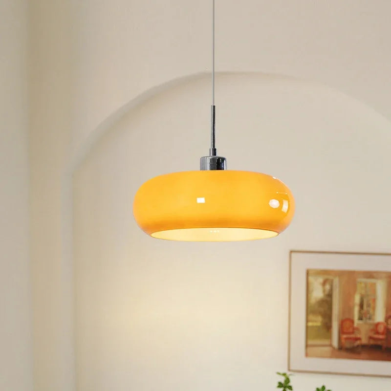 Orange & White Glass Pendant Light – Modern Hanging Lamp for Living Room, Kitchen & Bedroom