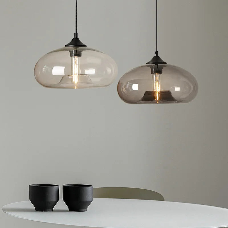 Colored Glass Pendant Light – Modern Hanging Chandelier for Dining Room, Bar & Café
