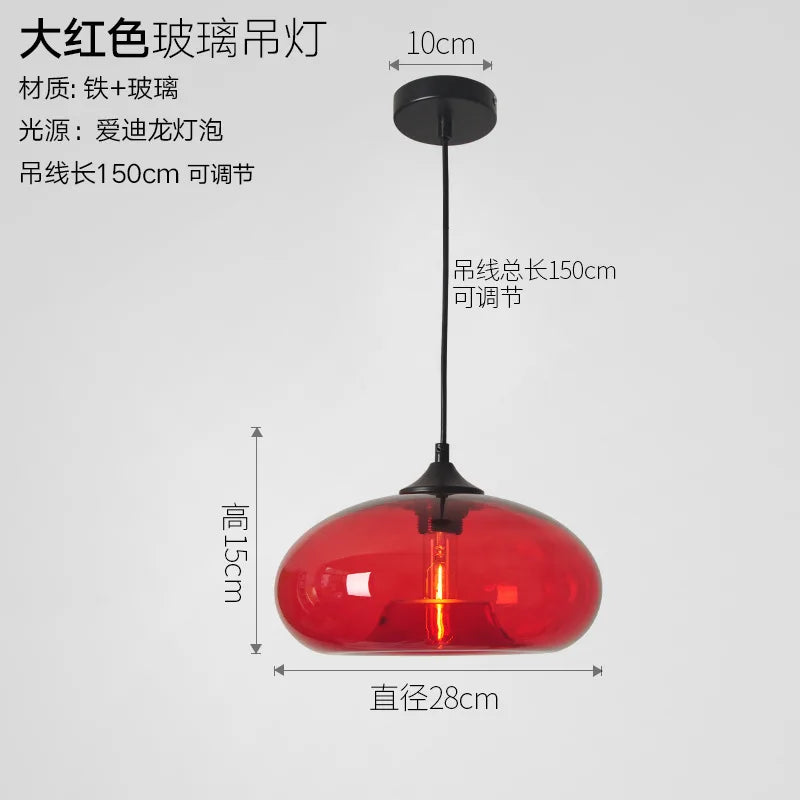 Colored Glass Pendant Light – Modern Hanging Chandelier for Dining Room, Bar & Café