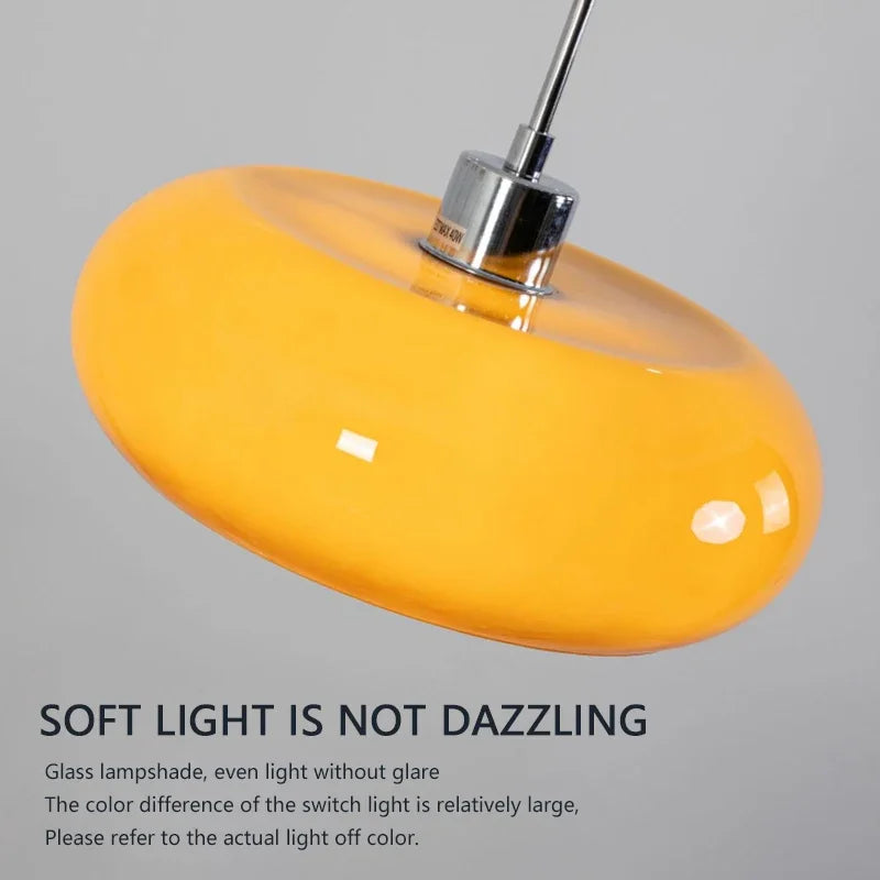Orange & White Glass Pendant Light – Modern Hanging Lamp for Living Room, Kitchen & Bedroom