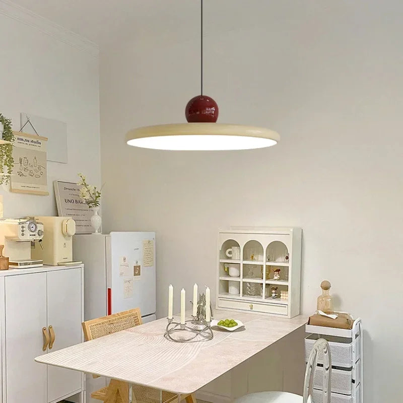Cream Flying Saucer Pendant Light – Nordic Bedside Lamp for Living Room & Bedroom (20/30cm)