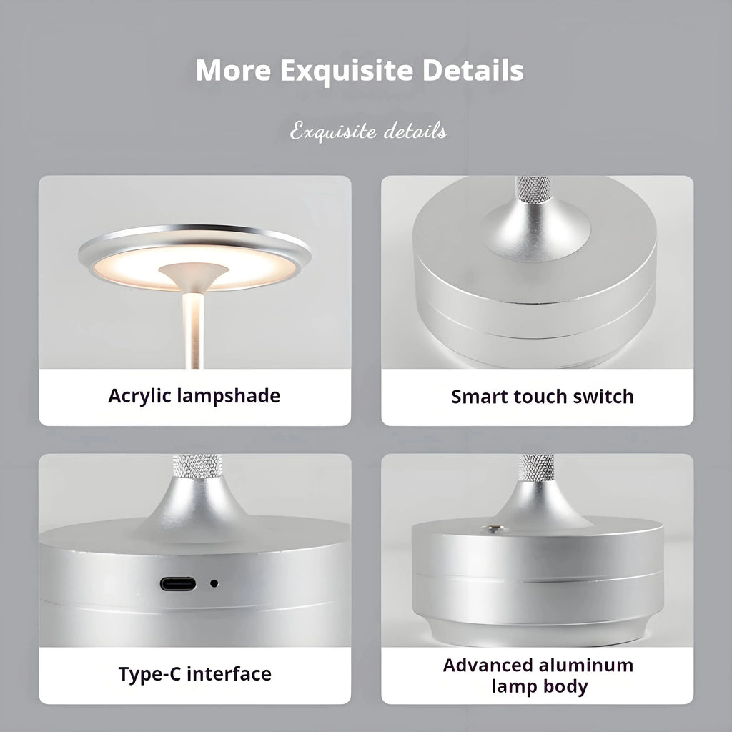Rechargeable Wireless Table Lamp Set of 2 – Touch Sensor LED Night Light for Bedroom & Bar