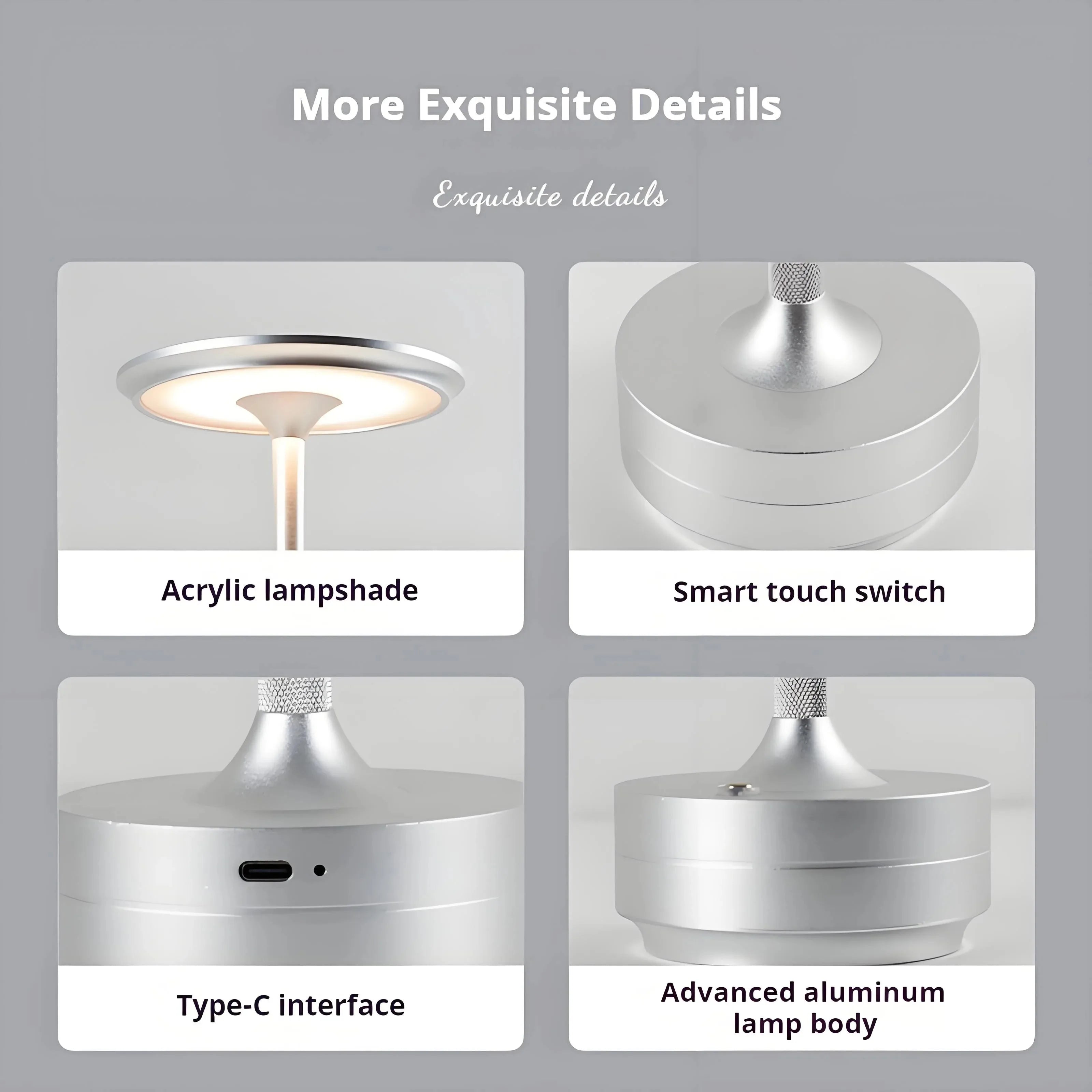 Rechargeable Wireless Table Lamp Set of 2 – Touch Sensor LED Night Light for Bedroom & Bar
